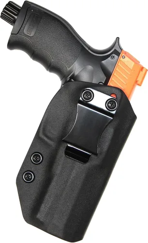 REVKEL Custom IWB/AIWB Kydex Holster CCW para pistola de bolas de pimienta UMAREX T4E PDP50 en negro táctico policial. Dibujo a mano derecha. Hecho