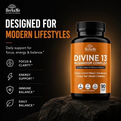 Miniatura 4 de HerbaMe 13 cápsulas complejas de extracto de hongos con melena de león, cordyceps, cola de pavo, reishi y chaga, suplemento de apoyo cerebral