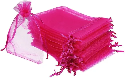 Miniatura 21 de Boshen 100/200 bolsas de organza transparentes para regalos y dulces, bolsas de malla para joyas con cordón al por mayor para detalles de bodas