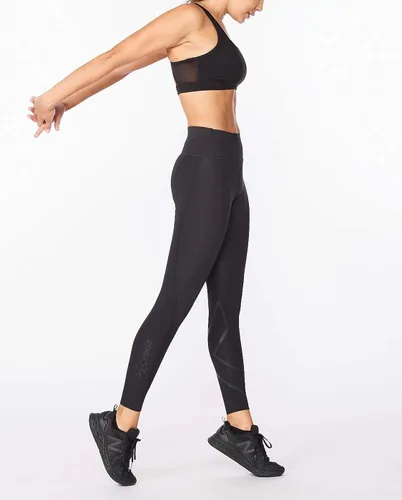 Miniatura 3 de 2XU Medias de compresión Force para mujer de talle medio con cintura plana y ancha para entrenamiento y fitness