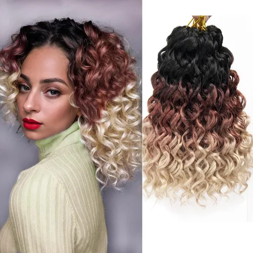 Miniatura 73 de 8 Paquetes de Cabello Rizado con Ganchillo GoGo, Cabello Rizado con Ganchillo para Mujeres Negras, Trenzado de Onda Profunda, Cabello Sintético