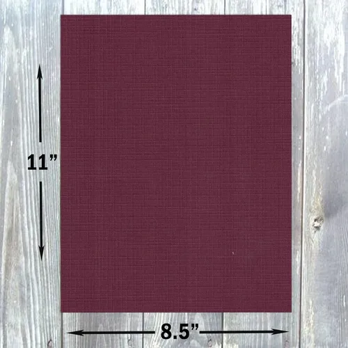Miniatura 3 de Hamilco Papel de cartulina de color de 8.5 x 11 pulgadas, de lino texturizado, papel de cartulina color rojo burdeos, cubierta de 80 libras, paquete