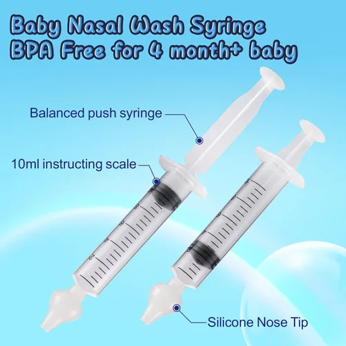 Miniatura 5 de Jeringa nasal para bebé, 4 unidades, aspirador nasal seguro para bebé, jeringa Qucik, herramienta de enjuague para bebé/bebé/niño (azul)