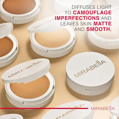 Miniatura 7 de MIRABELLA - Invencible for All Pure Press Foundation, polvo prensado de acabado HD, polvo prensado mineral construible compacto con jojoba y Feria F5