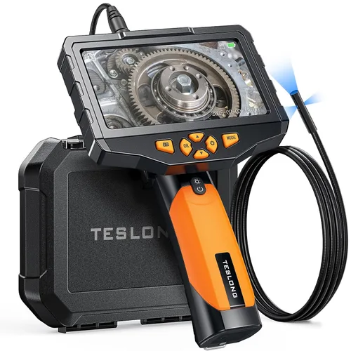 Miniatura 9 de Teslong - Cámara de inspección de triple lente con boroscopio profesional, con luz, cámara de alcance de video digital, pantalla IPS de 5 pulgadas