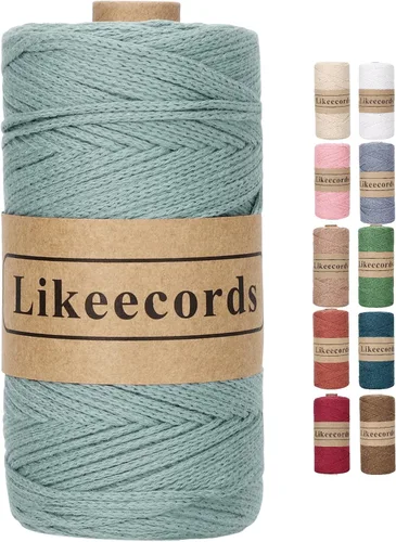 Miniatura 28 de Likeecords Cuerda de algodón 100% hilo de ganchillo de 0.079 pulgadas, cuerda trenzada de macramé, cuerda de macramé, hilo de ganchillo para regalo