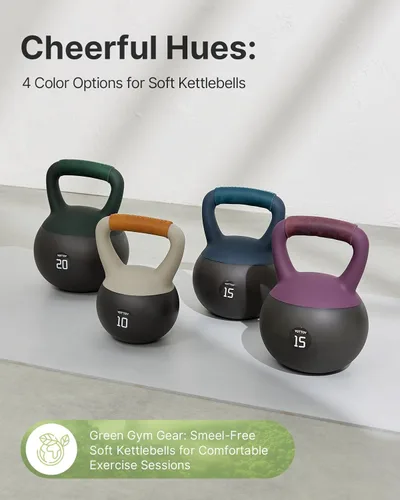 Miniatura 7 de YOTTOY Pesa rusa suave con mango de cuero, agarre antideslizante que absorbe el sudor, pesas rusas de gimnasio en casa para entrenamiento de fuerza