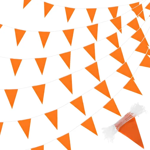 Miniatura 9 de Preboun Banderines de 400 pies sólidos, 240 unidades, guirnalda triangular para colgar, guirnalda a granel para gran apertura, carnaval, fiesta