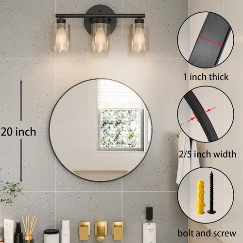 Miniatura 2 de Growsun Espejo Redondo Negro de 20 Pulgadas Espejo Circular para Baño, Tocador, Dormitorio, Decoración del Hogar