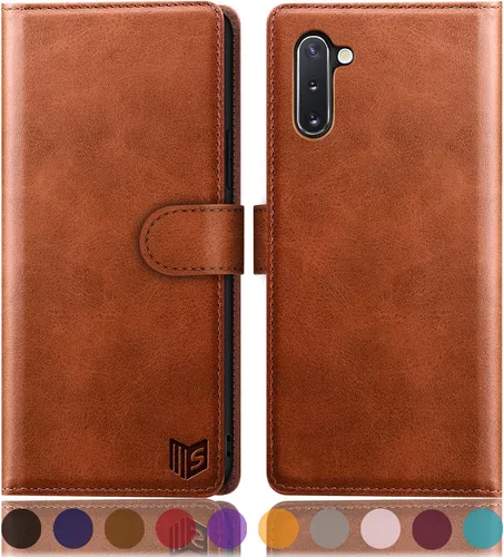 SUANPOT Funda de piel tipo cartera para Samsung Galaxy Note 10 de 6.3 pulgadas con bloqueo RFID, tarjetero para tarjetas de crédito, libro con tapa