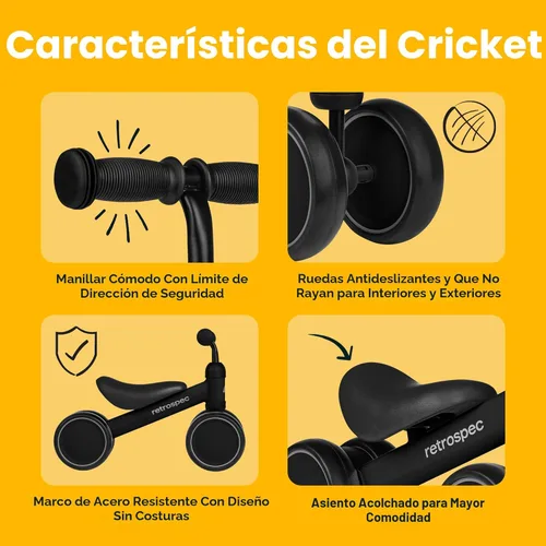 Miniatura 2 de Retrospec Cricket - Bicicleta de equilibrio para bebés con 4 ruedas para edades de 12 a 24 meses - Juguetes para bebés y niños pequeños para niños