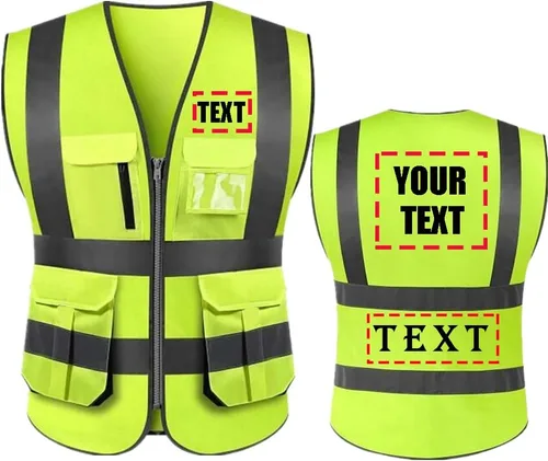 yunzhenbusiness Añade tu nombre y texto en el chaleco de seguridad reflectante de alta visibilidad Clase 2 ANSI, personaliza tu texto, ropa de