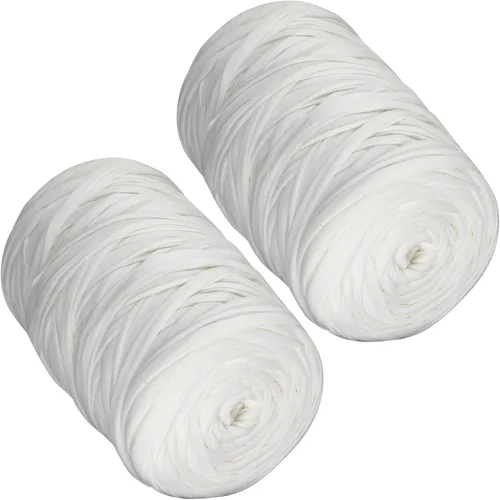 Miniatura 30 de 400g de hilo de tela elástica para tejer con ganchillo para DIY, 119 metros de hilo de espagueti grueso para tejer para proyectos de bolso, cesta