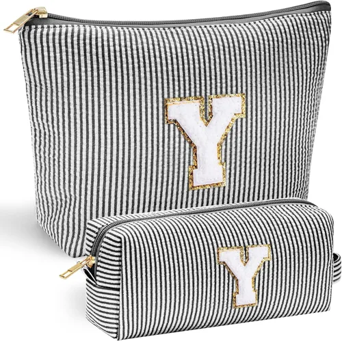 Miniatura 50 de YOOLIFE Regalos del Día de la Madre para mujeres, bolsa de maquillaje con inicial, bolsa de cosméticos, bolsa de maquillaje de viaje, regalos Rosado