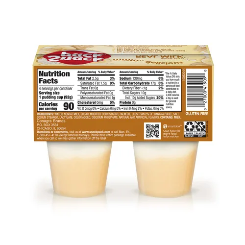 Miniatura 2 de Snack Pack Tazas de pudín con sabor a pastel de crema de plátano, 3.25 onzas, 4 unidades (paquete de 12)