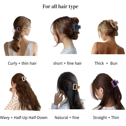 Miniatura 5 de Pinzas pequeñas para el cabello para mujeres y niñas, pinzas rectangulares medianas de 2 pulgadas para cabello fino/fino, mandíbula mate de sujeción