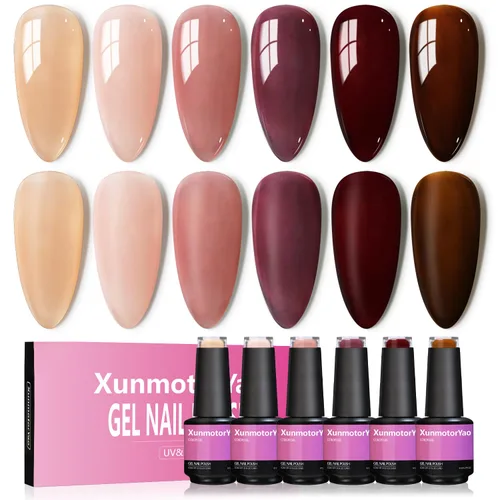 Miniatura 15 de Juego de esmaltes de uñas de gel, 6 colores, color rosa nude, kit de esmalte de uñas LED UV, kit de uñas Minicure para bricolaje, arte de uñas