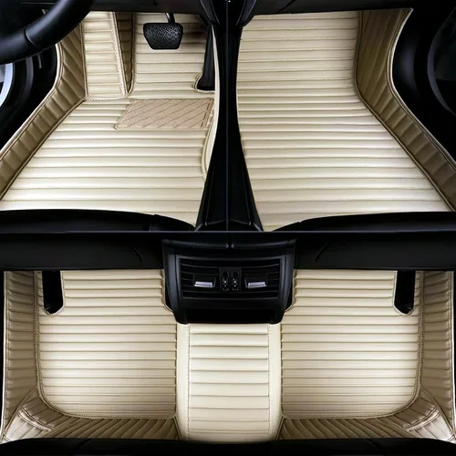 Tapetes de cuero personalizados impermeables para automóvil, sedán, SUV, automóvil deportivo, negro, beige, para hombre y mujer (todo beige, 3D)