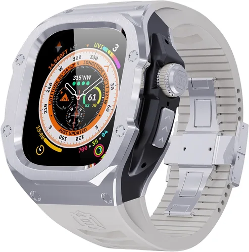 Miniatura 15 de VeveXiao - Funda resistente con correa compatible con Apple Watch Ultra 2 bandas de 49mm, funda protectora de metal con correa de repuesto de goma
