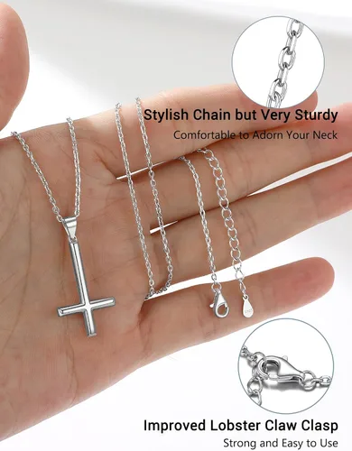 Miniatura 106 de PROSTEEL Satanic Jewelry Upside Down Cross Necklace for Men Women, 316L Stainless Steel/925 Sterling Silver Inverted Cross/Leviathan Cross Pendant