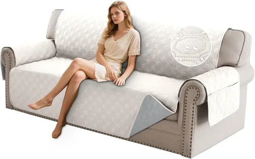 Miniatura 14 de PrinceDeco Funda para Silla y Sofá Impermeable Funda de Sillón Sofá Antideslizante Funda de Sofá Protector de Muebles con Correas Elásticas