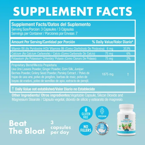 Miniatura 4 de ¡Sí puedes! Píldoras de Lipo de Agua Natural - Limpieza Diurética con Electrolitos y Vitaminas - Ayuda con la Retención de Líquidos - Sin Gluten, 21