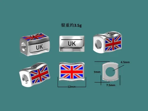 Miniatura 52 de Bolenvi Banderas Travel Country, dijes para el día de la madre, plata de ley 925 para pandora y pulseras o collares similares, joyería para mujeres