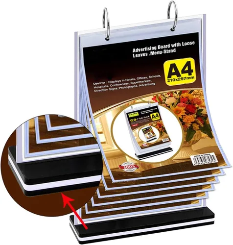 Miniatura 5 de KAFENDA A4 Multi-Página Flip Display Card Label Display Stand Desmontable Etiqueta Carpeta/Menú de Negocios Carpeta en forma de T Doble Cara 8.5 x