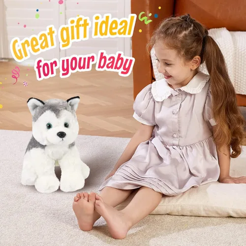 Miniatura 3 de BSTAOFY Perro de peluche realista Husky de 12 pulgadas, juguetes de peluche suaves adorables para cumpleaños, San Valentín, Navidad, festivales