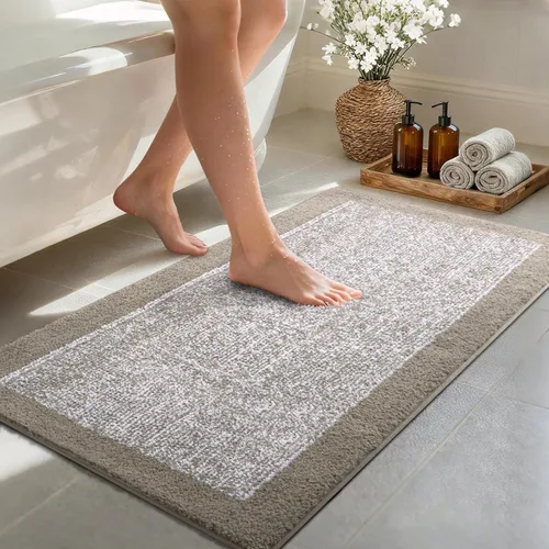 Miniatura 60 de Alfombras de baño de 17 x 24 pulgadas, antideslizantes, lavables, color gris, para bañera, tapete de baño para baño, tapete suave y absorbente