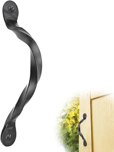 Miniatura 20 de Paquete de 2 manijas decorativas negras de 4.5 pulgadas, manija decorativa de puerta de hierro, manija de puerta de metal rústico para puertas Negro