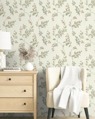 Miniatura 5 de Vinjiasin Papel Tapiz Despegar y Pegar Papel Tapiz Floral Autoadhesivo Removible Papel de Contacto Vintage de Flores y Hojas Papel de Pared