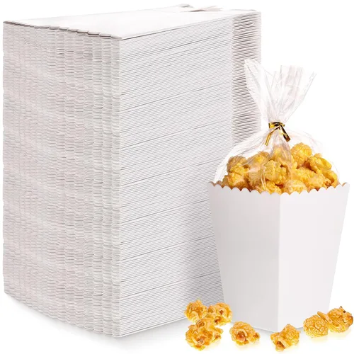 Zopeal - Juego de 400 mini cajas de palomitas de maíz y bolsa transparente, bolsas de palomitas de maíz a granel, recipientes de papel abiertos para