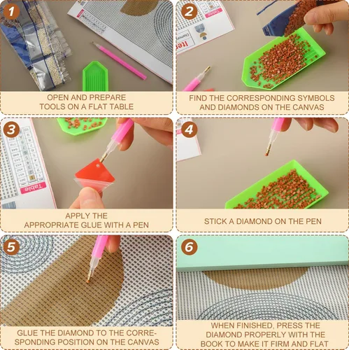 Miniatura 3 de Yeaqee 4 piezas de kits de arte de diamante DIY para pintura adulta, adornos de diamantes estéticos para la pared, adornos estéticos