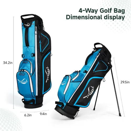 Miniatura 6 de Anncord Golf Stand Bag with 4 Way Full Length Dividers, 4.4 Lbs Lightweight Golf Bag for Men Women, Waterproof Golf Carry Bags w/Stand, 7 Pockets &