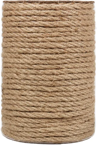Miniatura 12 de Tenn Well - Cuerda de yute de 5 mm, 30 metros, cuerda resistente de 4 capas y trenzada de yute gruesa para jardinería, manualidades, paquetes, poste