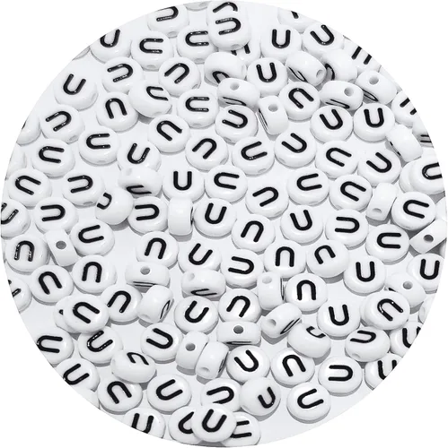 Miniatura 30 de Cuentas cuadradas de letras acrílicas de 0.236 x 0.236 pulgadas, cuentas A del alfabeto para pulseras, joyería, llavero DIY, 100