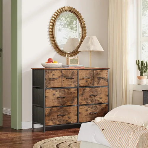 Miniatura 2 de WLIVE Cómoda para dormitorio con 8 cajones, cómoda de tela ancha para almacenamiento y organización, cómodas de dormitorio, cajonera para sala