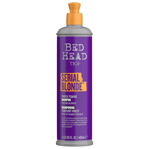 Bed Head by TIGI Serial Blonde Purple - Champú tonificante para rubias frías, neutraliza los tonos de latón, sin sulfatos, 13.53 onzas líquidas