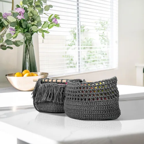 Miniatura 6 de ZUEXT: cuerdas de algodón de macramé de 4 mm, 547 yardas, ZUEXT cuerdas trenzadas naturales hechas a mano en gris de 4 hebras, cuerda de lana