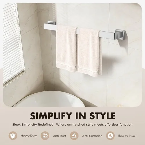 Miniatura 3 de Juego de 10 accesorios de baño de níquel cepillado, juego de herrajes de baño de acero inoxidable, toalleros para baño montados en la pared, juego