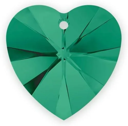 12 piezas de cristal austriaco auténtico Xilion #6228 de 0.394 in (0.39 pulgadas) colgante en forma de corazón verde esmeralda cuentas de gota de