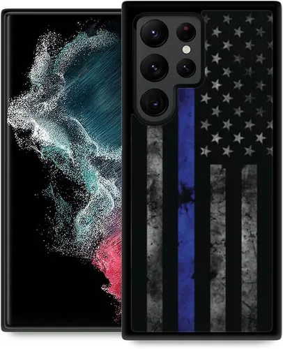 Miniatura 28 de DJSOK Funda compatible con Samsung Galaxy S22 Ultra, diseño con patrón de parachoques trasero, esquinas reforzadas contra arañazos, esquinas Bandera