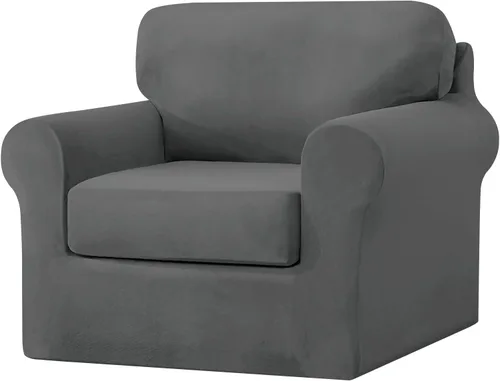 Miniatura 57 de UNBBRRL Fundas de sofá de 3 piezas para sofá, funda de terciopelo elástico para sillón con 1 funda de cojín de asiento y 1 funda de respaldo