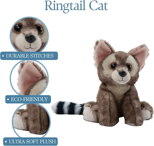 Miniatura 5 de The Petting Zoo Ringtail - Peluche de gato, regalos para niños, animales salvajes de la vida silvestre, juguete de peluche lémur de 9 pulgadas