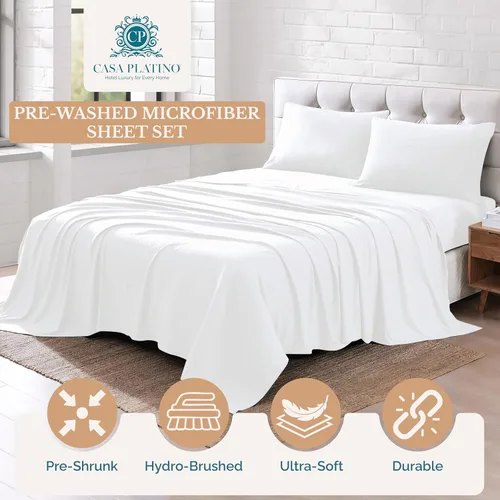 Miniatura 2 de Casa Platino - Juego de sábanas King, sábanas de microfibra cepilladas prelavadas, ropa de cama suave y acogedora, juego de 4 piezas, ropa de cama