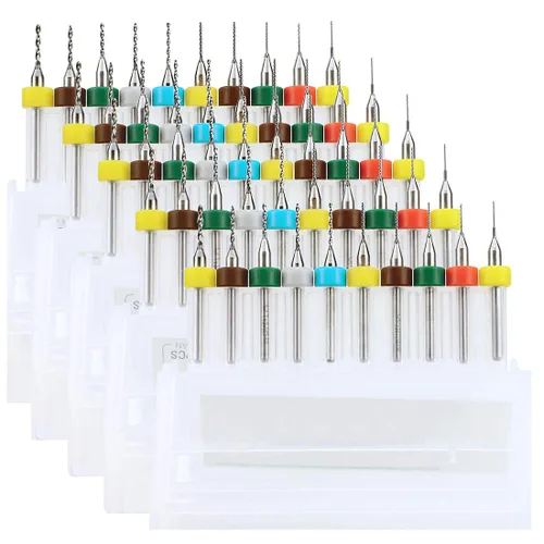 Juego de 50 brocas PCB para flauta en espiral de carburo de 0.012 in-0.047 in para placa de circuito de impresión, joyería Dremel grabado CNC (5