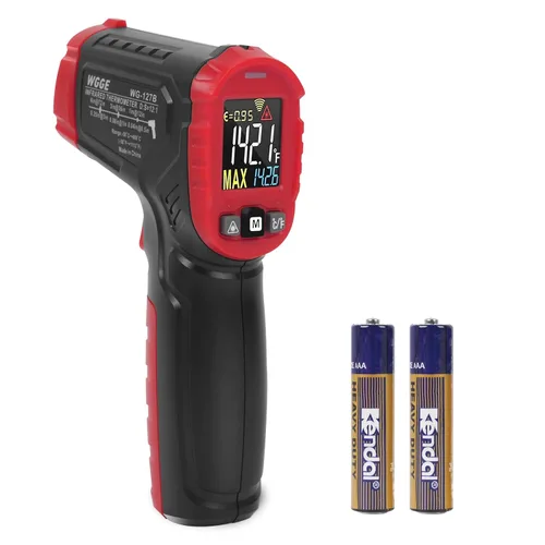 WGGE Pistola de termómetro infrarrojo WG-127B, termómetro digital IR para cocinar, dulces, alimentos, horno de pizza, parrilla y motor, lector de