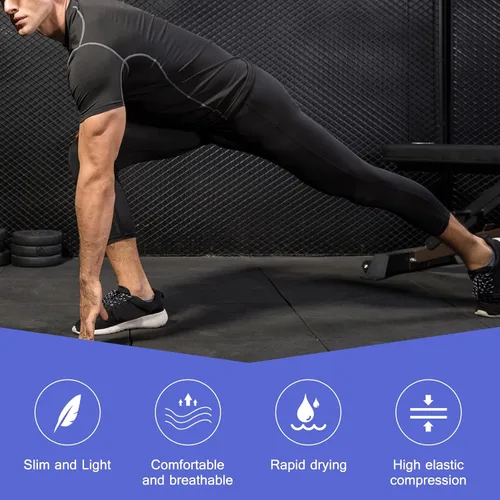 Miniatura 52 de Pantalones de compresión para hombre, mallas de compresión de una pierna para baloncesto, capri 3/4, leggings atléticos, capa base de secado fresco