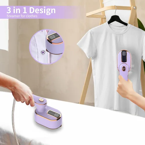 Miniatura 2 de Vaporizador portátil de mano para ropa, planchado y vapor 2 en 1, giratorio de 180°, multidireccional, mini vaporizador de viaje, adecuado para ropa